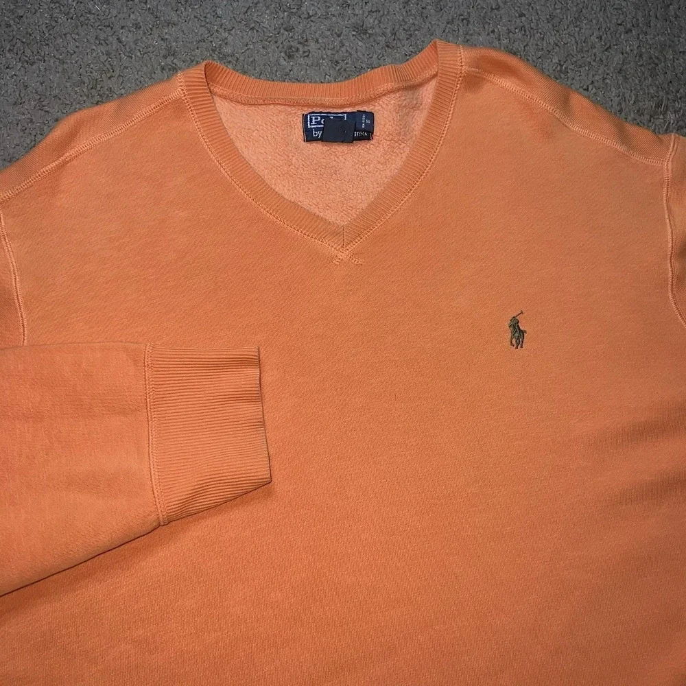 Vintage Polo Ralph Lauren Crewneck Sweatshirt Men's 2XL Orange Pullover 90s